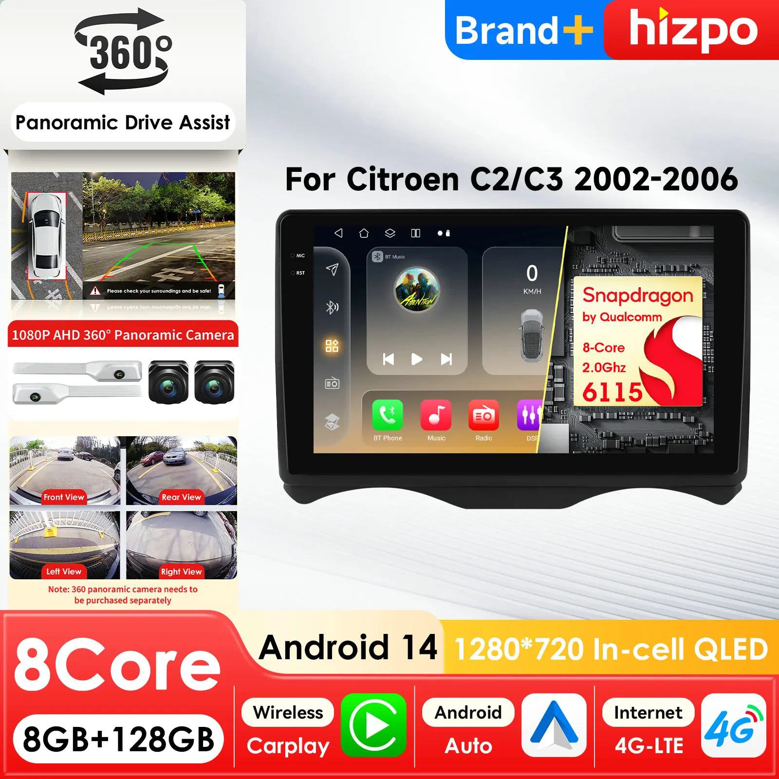 

Автомагнитола 7862 AI Systems с CarPlay и Android Auto для Citroen C2 2002-2006, Citroen C3, GPS-мультимедийный плеер, стереосистема, головное устройство, 4G, Wi-Fi