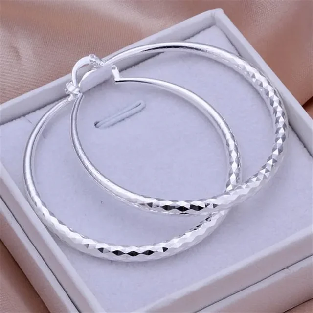 Charms fine 925 Sterling Silver 5CM kolczyki kółka dla kobiet moda ładna biżuteria ślubna prezenty świąteczne