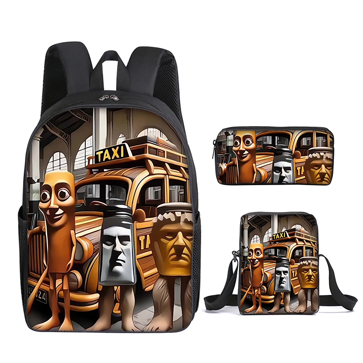 Italian Brainrot 3Pcs/Set Backpack With Messenger Bags ,Pencil Bags For Boy/Girls Best Gift 3D Cartoon Student School Bags