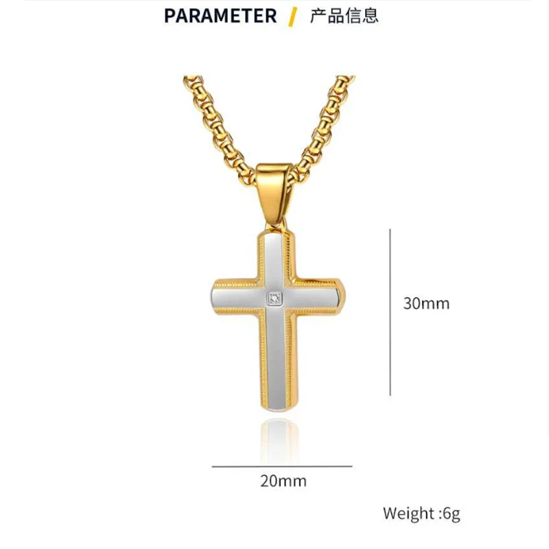 OPJ Cross Necklace for Men Stainless Steel Pendant Chain Necklace Jewelry Christian Cross Jewelry Gifts Wholesale Price