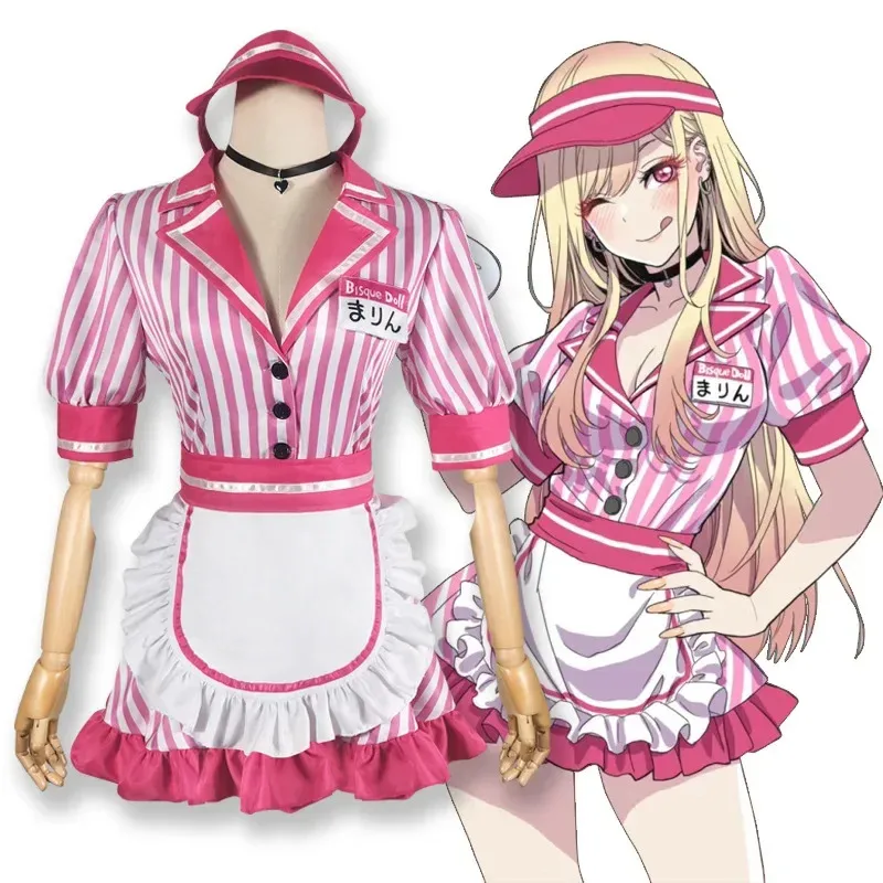 

Anime My Dress Up Darling Kawaii Coffee Waiter Maid Dress Marin Kitagawa Cosplay Costumes Sweet Girl Uniform Women Party Outfits