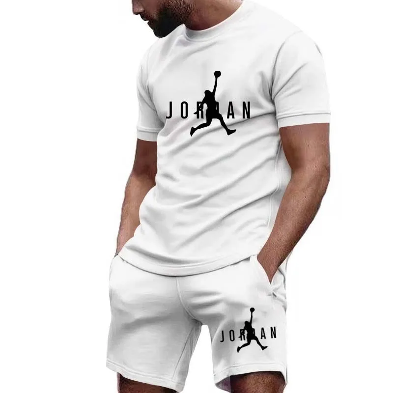 Conjunto de camiseta e shorts de manga curta masculina, roupa esportiva casual, secagem rápida, moda fitness, verão, conjunto de 2 peças