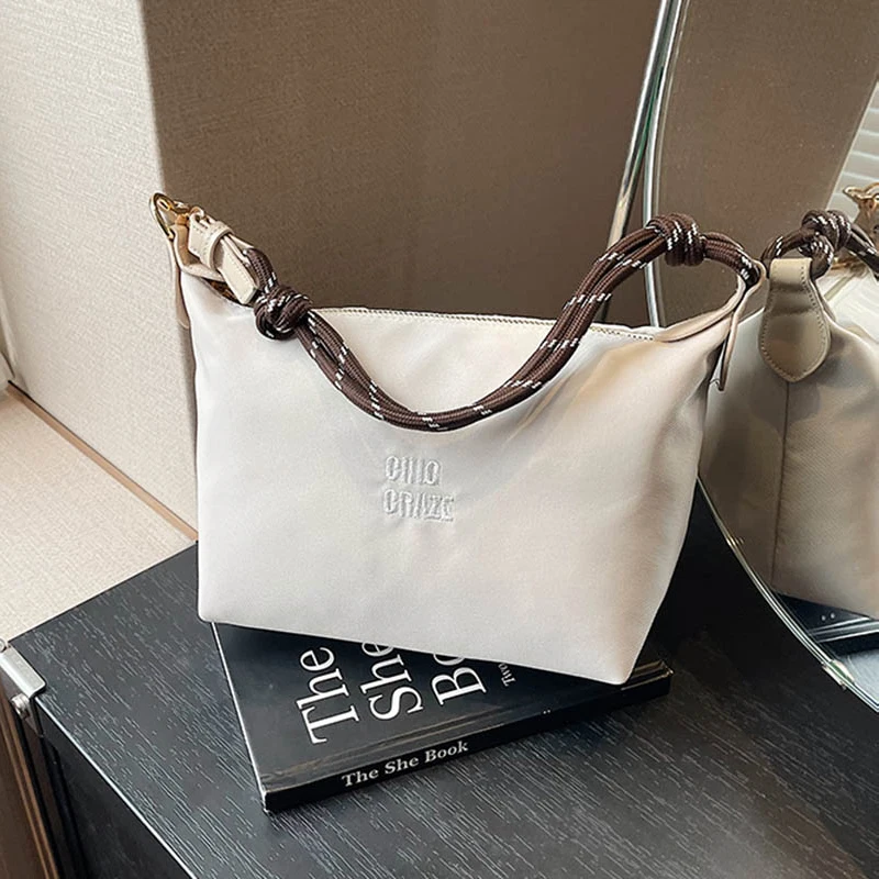 

Simple Fashion Color Block Soft Leather Surf Rope Handbag Women's Commuter Shoulder Underarm Handbag Popular Large Square Bag
