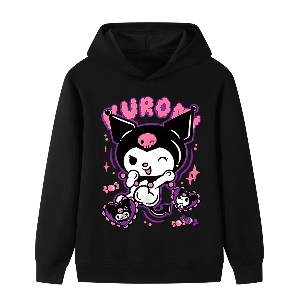

New Sanrio Kuromi Kawaii printed sweatshirt for autumn and winter outdoor casual high-quality children's hoodie