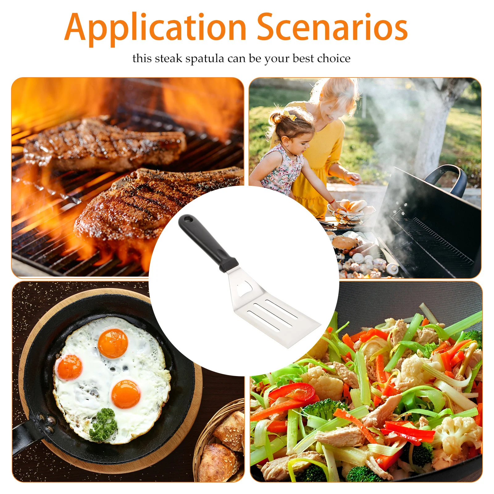 

Stainless Steel Cooking Spatula Metal Slotted Steak Turner Kitchen Utensils Steel Spatula Non Scratch Long Service Life Cooking