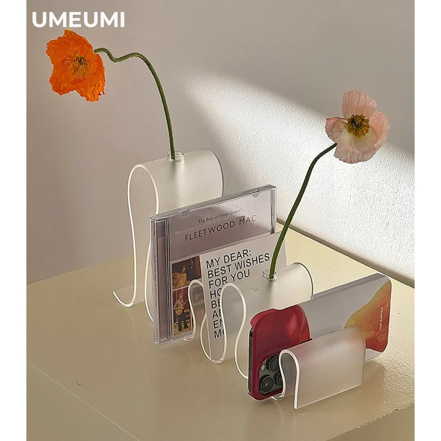 

UMEUMI Nordic Acrylic Vase Bookcase Multi-function Irregular magazine rack Wave Water Culture Flower Decoration Design Home INS