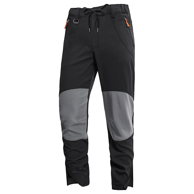 Autumn and Winter Men's Pants Large Panel Solid Color Pants Outdoor Sports Pants with Feet Zipper Pocket