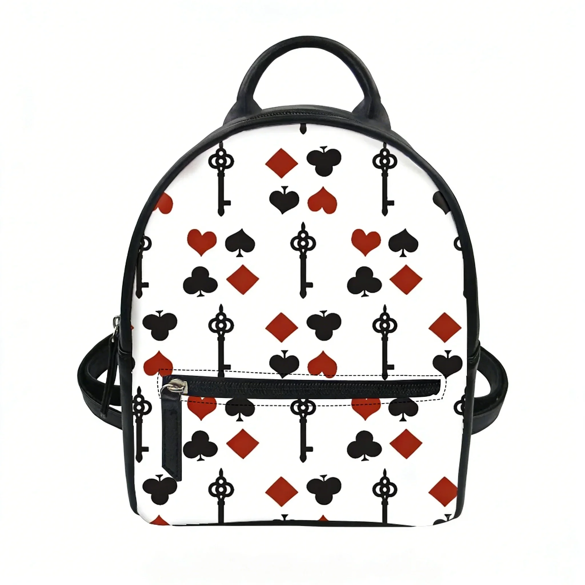 Playing Card Poker 3D Printed Pattern Custom Backpack Purse Carter Schoolbag Double Shoulder Bag Mini Daypack Leather Travel Bag