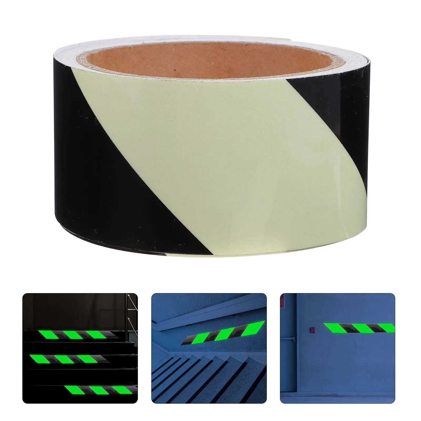 

1 Roll Glow in The Dark Luminous Tape PVC Material High Visibility Green Black Directions Indication Guiding Tape for Stairs