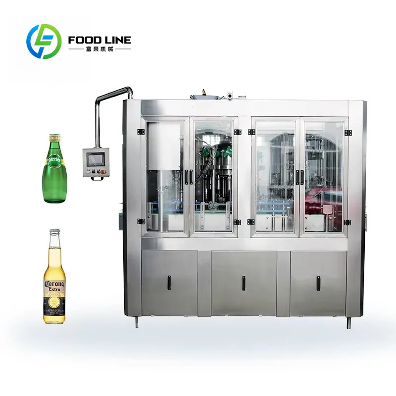 Customized isobaric rinser filler capper glass bottler 3 in 1 PLC CE certified unit for beer soda cider sparkling water
