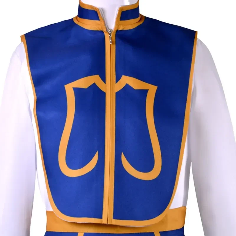 SN88 Anime Manga Hunter x Hunter Kurapika Costume Cosplay Parrucca Dita Anelli Orecchini a catena Uniformi Anime Festa di Halloween O * # 2@5