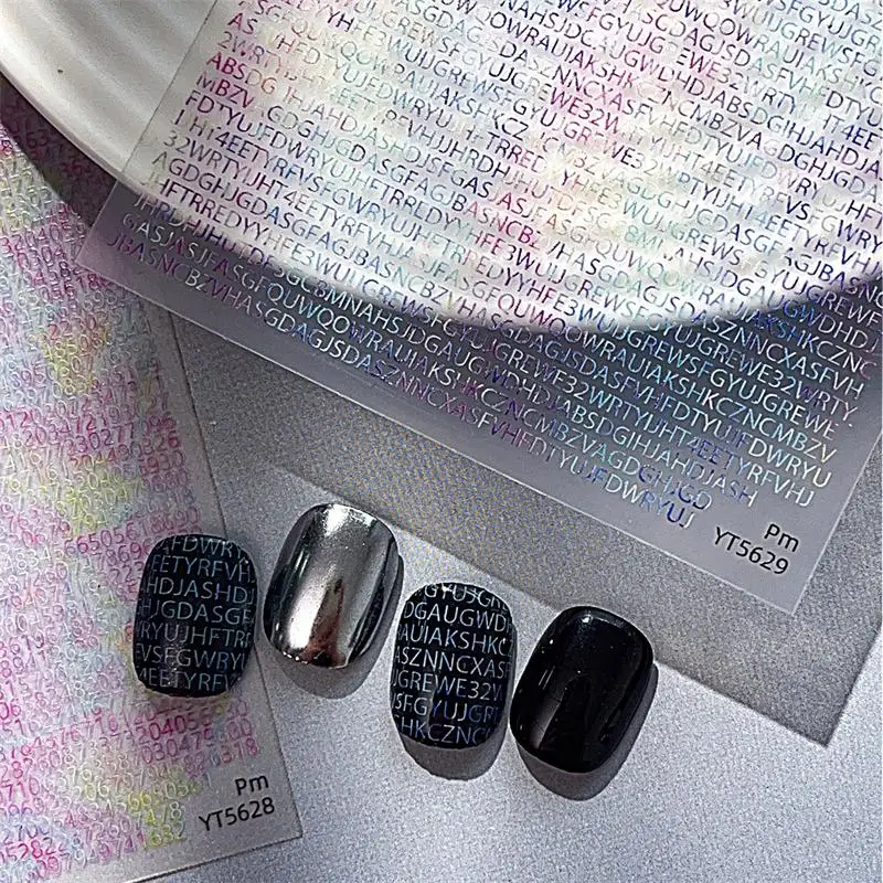 Eenvoudige kleurrijke kleine alfabet nail art sticker Engelse letter zelfklevende stickers DIY nummer manicure slider salon aanbod