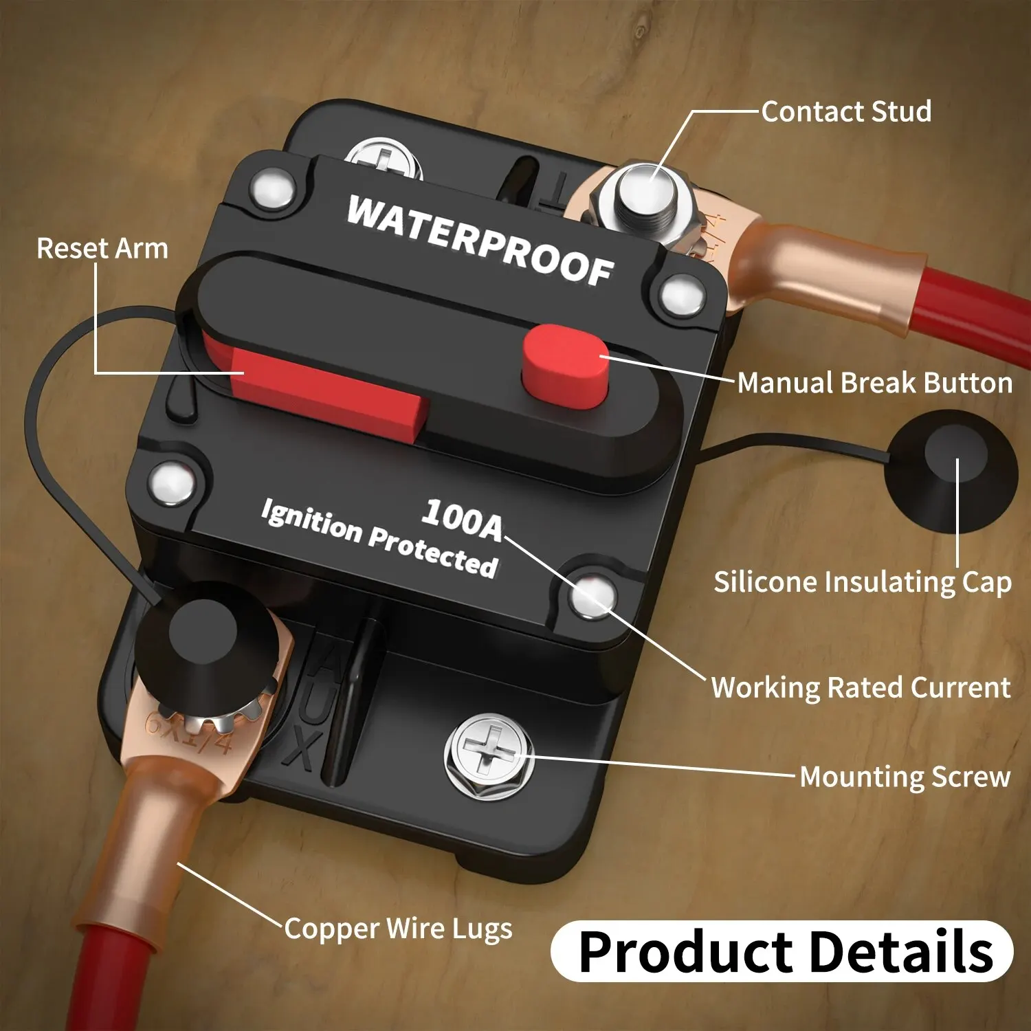 30A-300A Wyłącznik automatyczny 12V - 48V DC 12V Wyłącznik automatyczny z ręcznym resetem Wodoodporny do łodzi morskich Trolling Car