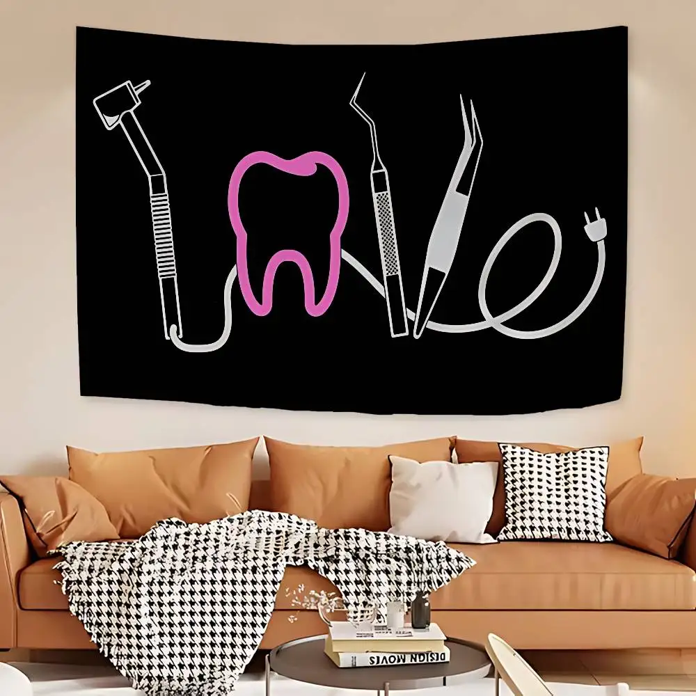 Cute Dentist Tooth Colorful Tapestry Wall Hanging Bohemian Wall Tapestries Mandala Wall Art Decor