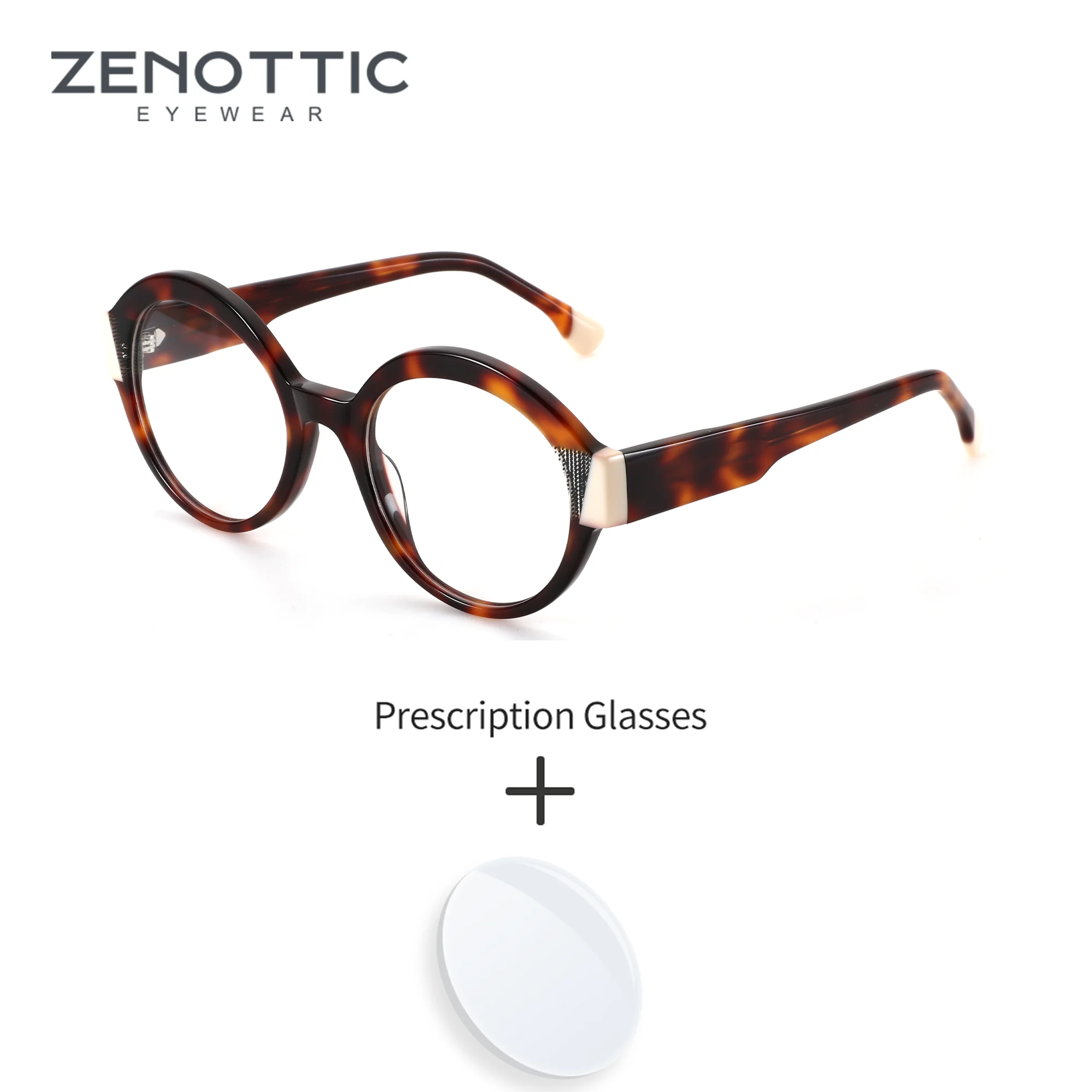 

ZENOTTIC (размер S) женские круглые ацетатные очки для коррекции зрения для чтения на заказ, очки телесного цвета с обесцвечиванием по рецепту, диоптрические очки