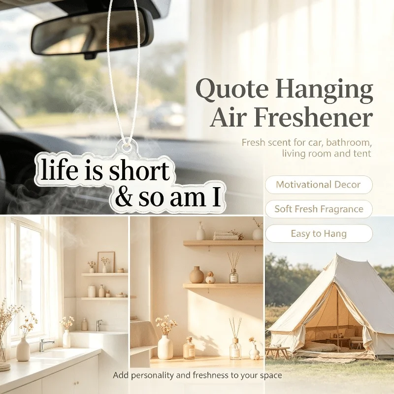 Car Air Freshener Funny Quote Text Hanging Scented Card, Life Is Short & So Am I Pattern Fragrance Ornament, Multi-Space Decor