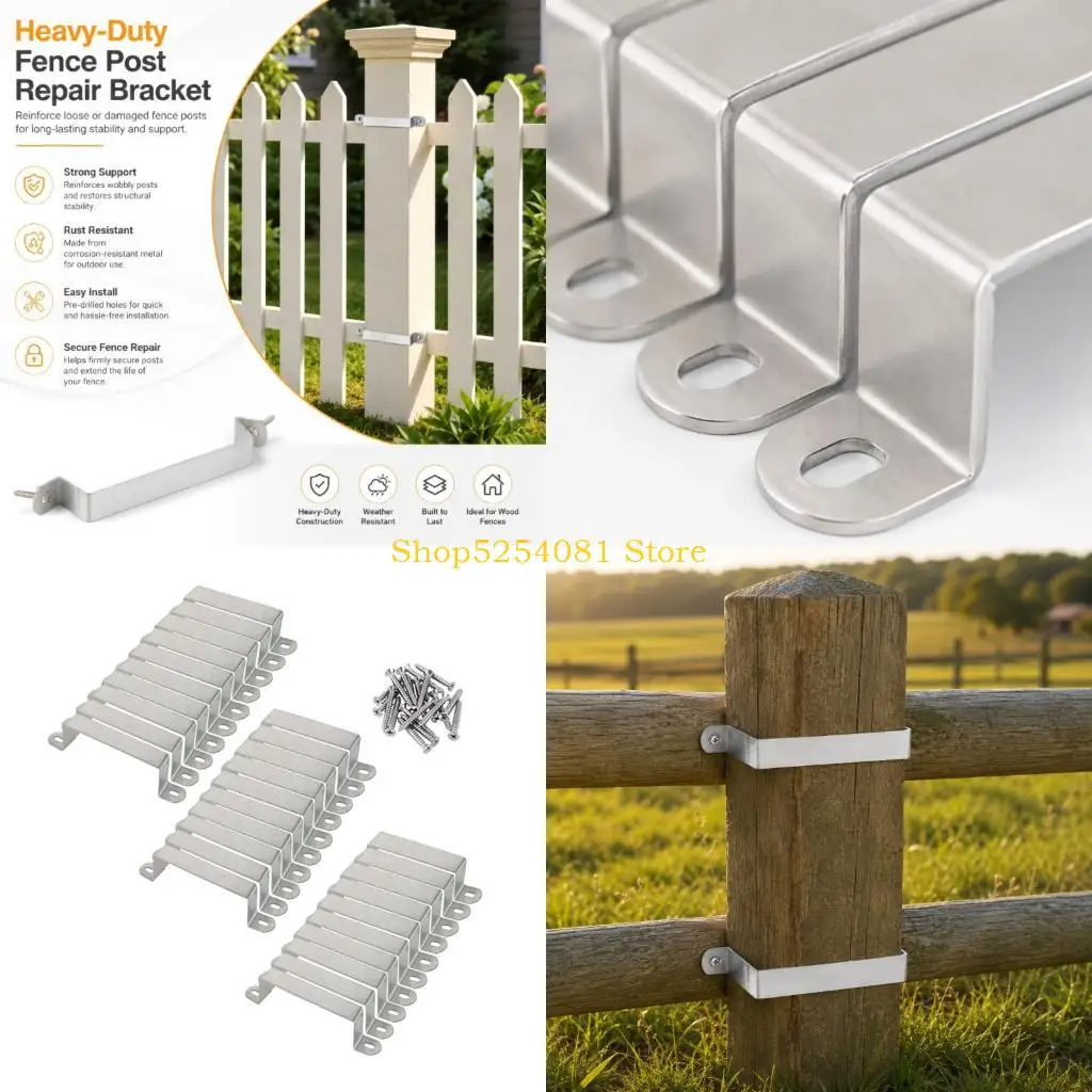 AXYC Fence Post Repair Kit Metal Reinforcement Hardware with Mounting Holes, 30 Count Set for Yard Fence Repair, Farm Fence Use,