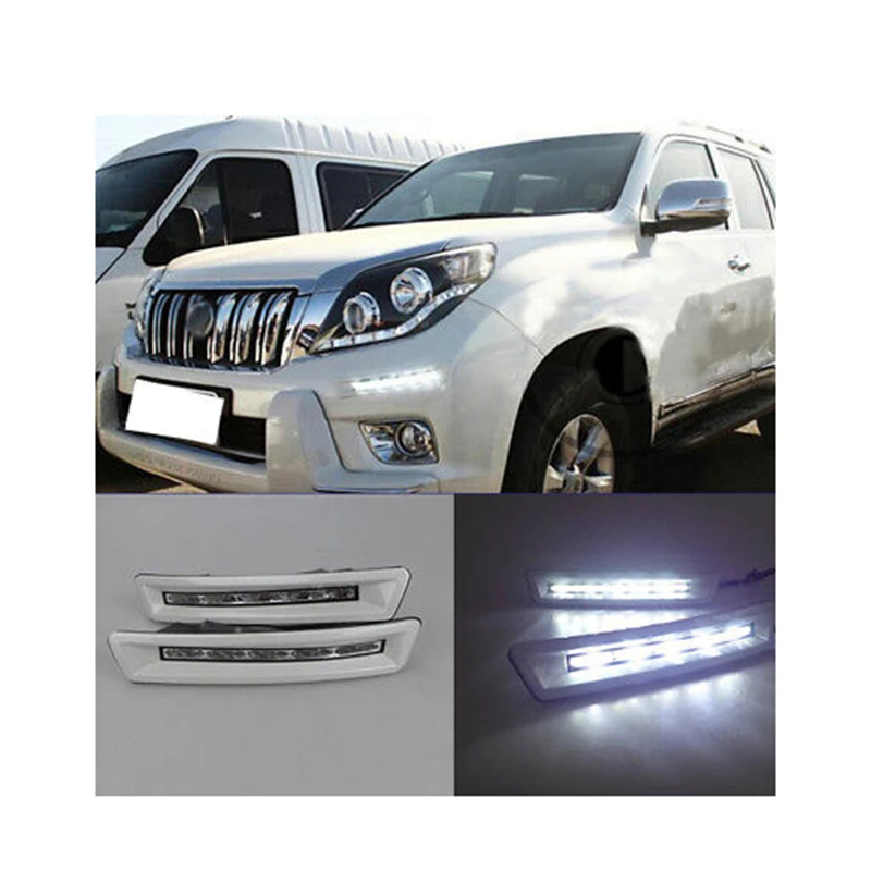 For 2010-2013 Toyota Prado FJ150 2700 White DRL LED Daytime Running Lights Drive Fog Lamps