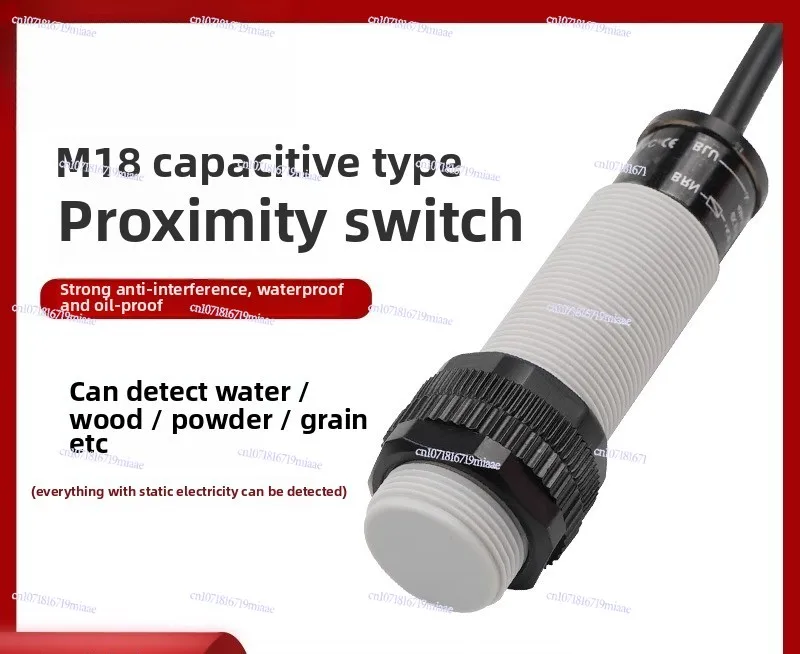 Capacitive Proximity Switch NPN Sensor CR18-8DN DP Non-metallic Detection Three-wire 24v Powder Liquid Level