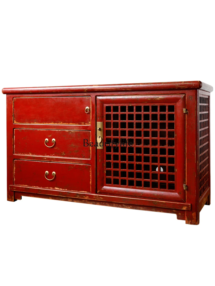 

New Chinese Style Old Pastoral Style Pine Cupboard Drawer Locker