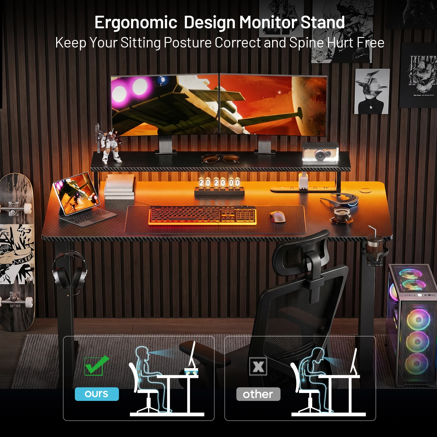 Mesa de Jogos com Luzes LED e  - Office Furniture Outlet avaliação e preço