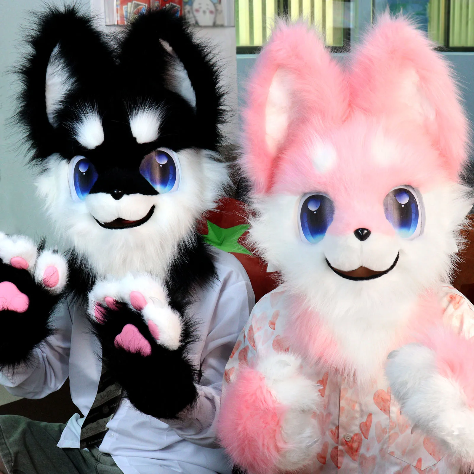 Animal Head Mask Furry Fursuit Plush Dog Fox Masks for Parties Cosplay Costume Accessory