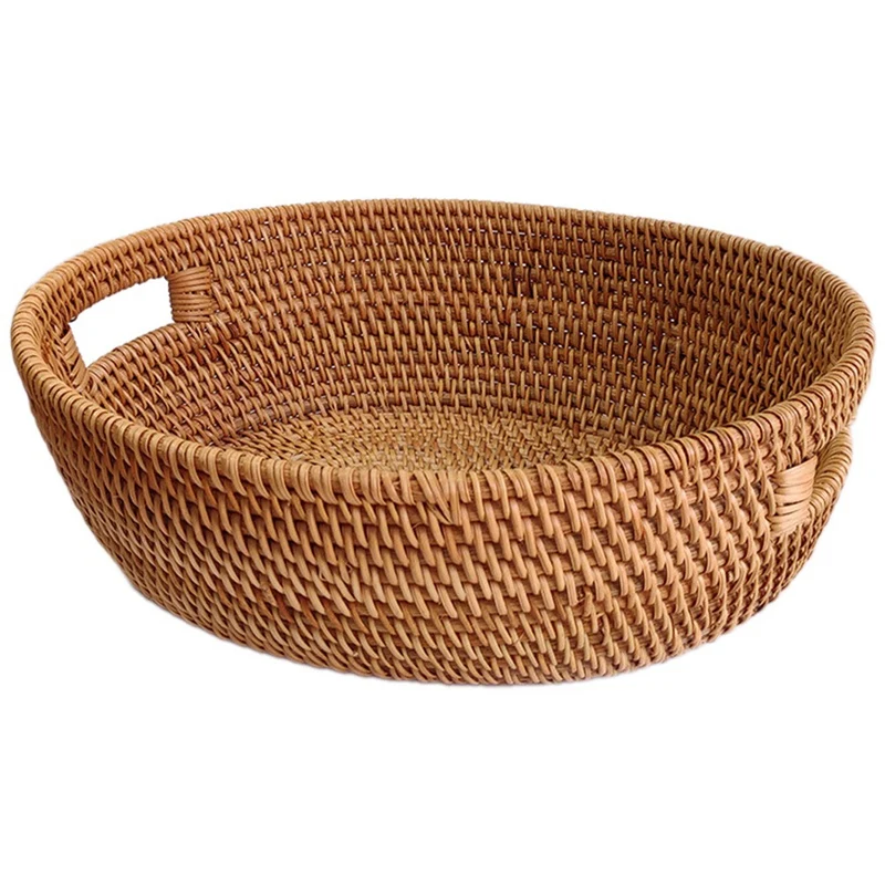 

Rattan Fruit Basket Bread Basket Fruit Plate Snack Basket Candy Basket Living Room Oversized Oval Handle Basket Retail