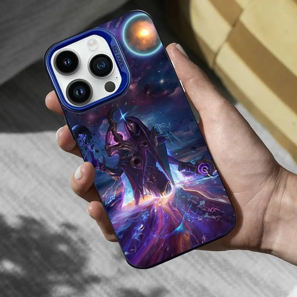 حافظة هاتف L-LOL J-Jhin Game لهاتف iPhone 16,15,14,13,12,11,Mini,Pro,SE,XS,MAX غطاء سيليكون أزرق غير لامع