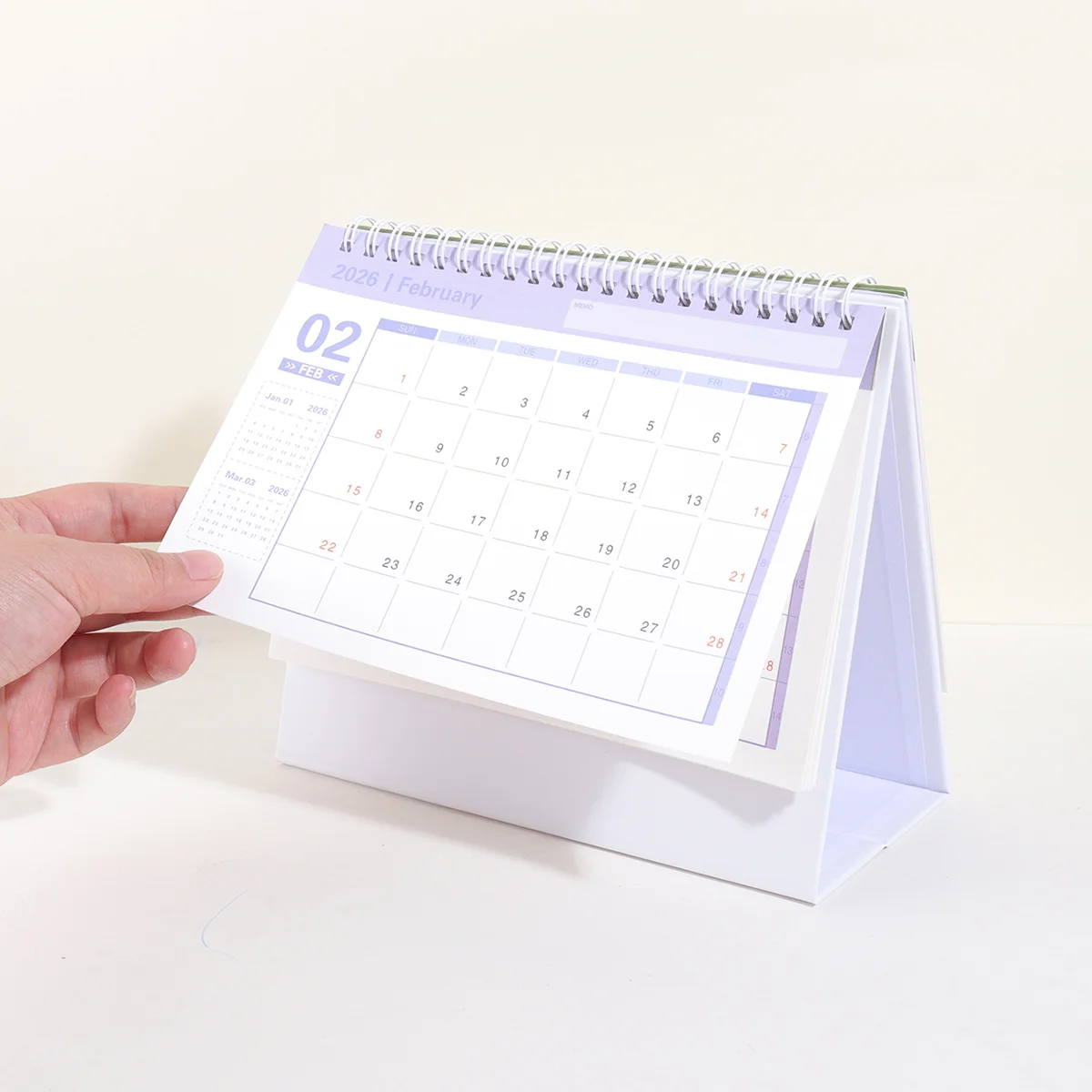 قطعة واحدة من تقويم سطح المكتب الشهري الجديد لعام 2026، قابل للطي، مذكرة خلفية، سطح مكتب المدرسة وديكور العطلات، ضروري للمنزل