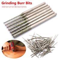 10Pcs 0.8-2.5mm Diamond Coated Drill Bits 2.35mm Shank Silver Polishing Head Grinding Burr Bits Glass Jade Amber Jewelry Diamond