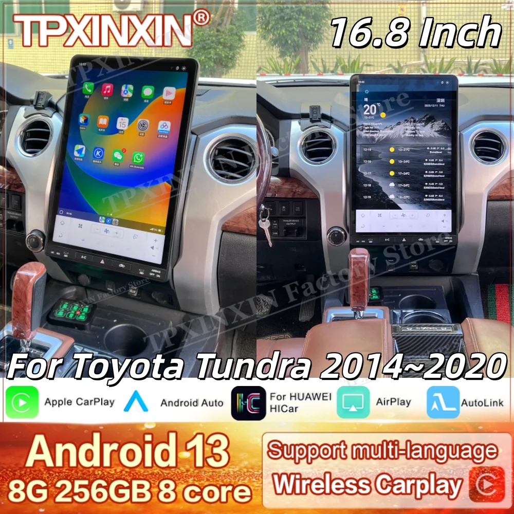 

Android For Toyota Tundra 2014~2020 16.8 Inch Qualcomm Radio Multimedia GPS Navigation Stereo Car Intelligent System Head Unit