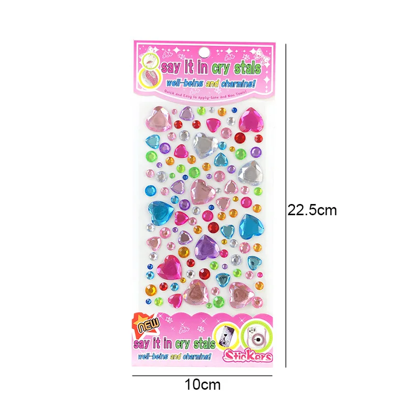 Children Diamond Sticker Acrylic Crystal Sticker 3D Colorful Love Flower Round DIY Gem Decoration Stickers for Girl