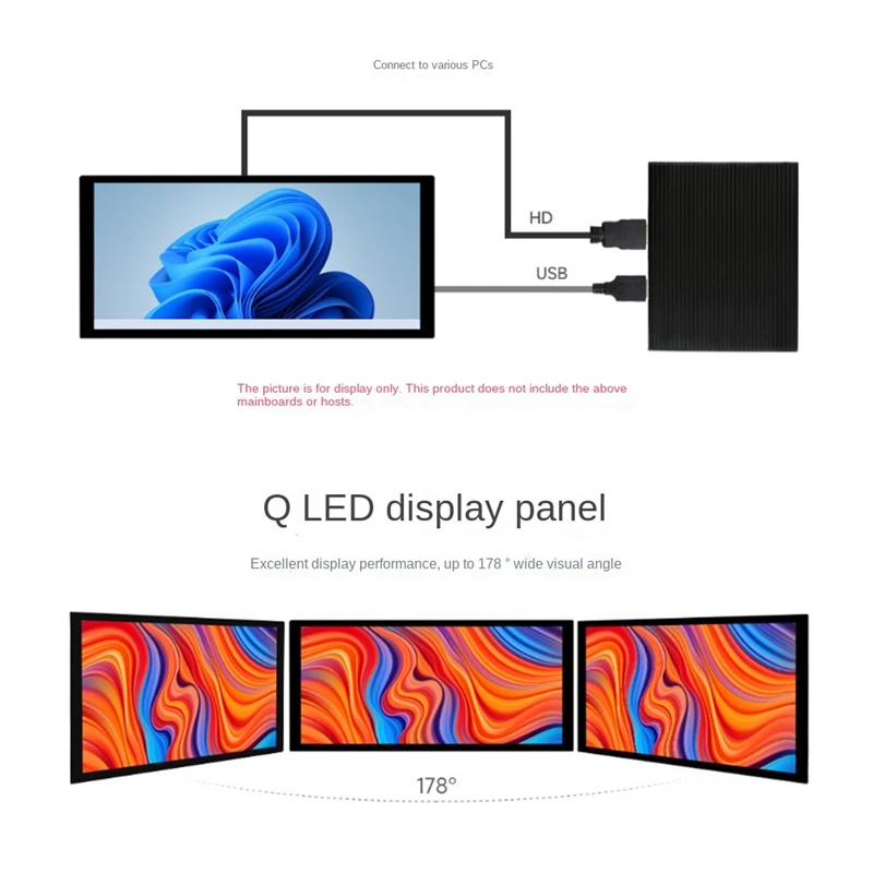 10.4 Inch QLED Computer Monitor Touch Screen 1600X720 IPS Capacitive Touch Screen For Raspberry Pi HD Monitor