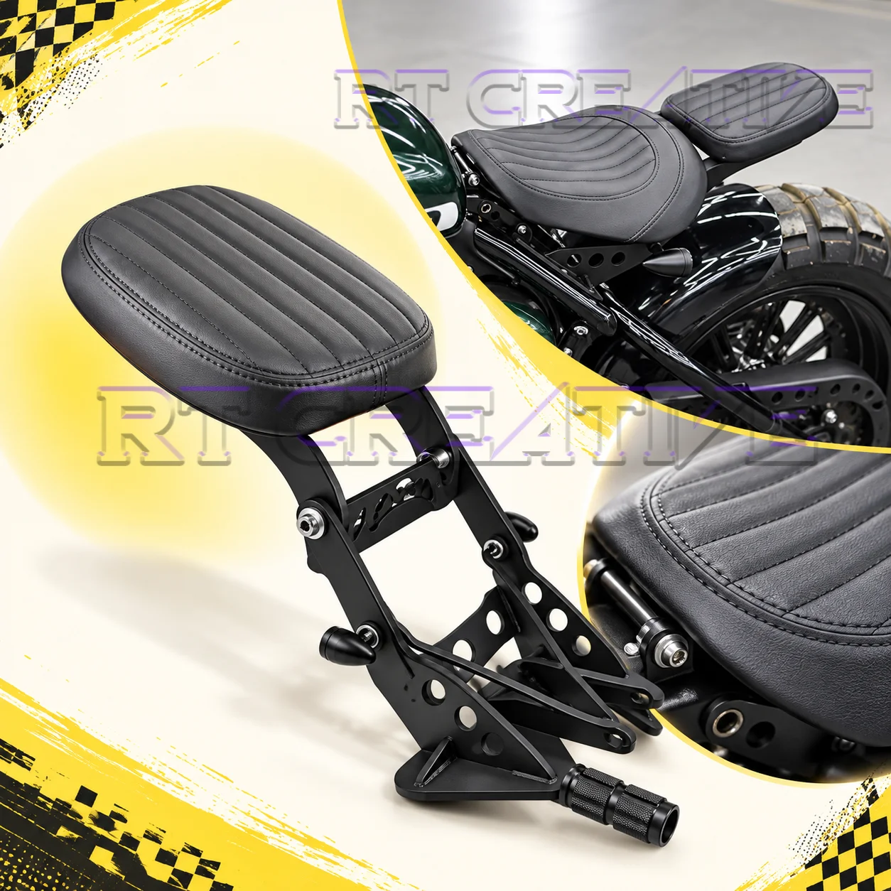 Motorbike Folding Hidden Rear Seat Retro Cushion Convert Single to Double Seat Fit BENDA Napoleonbob 250