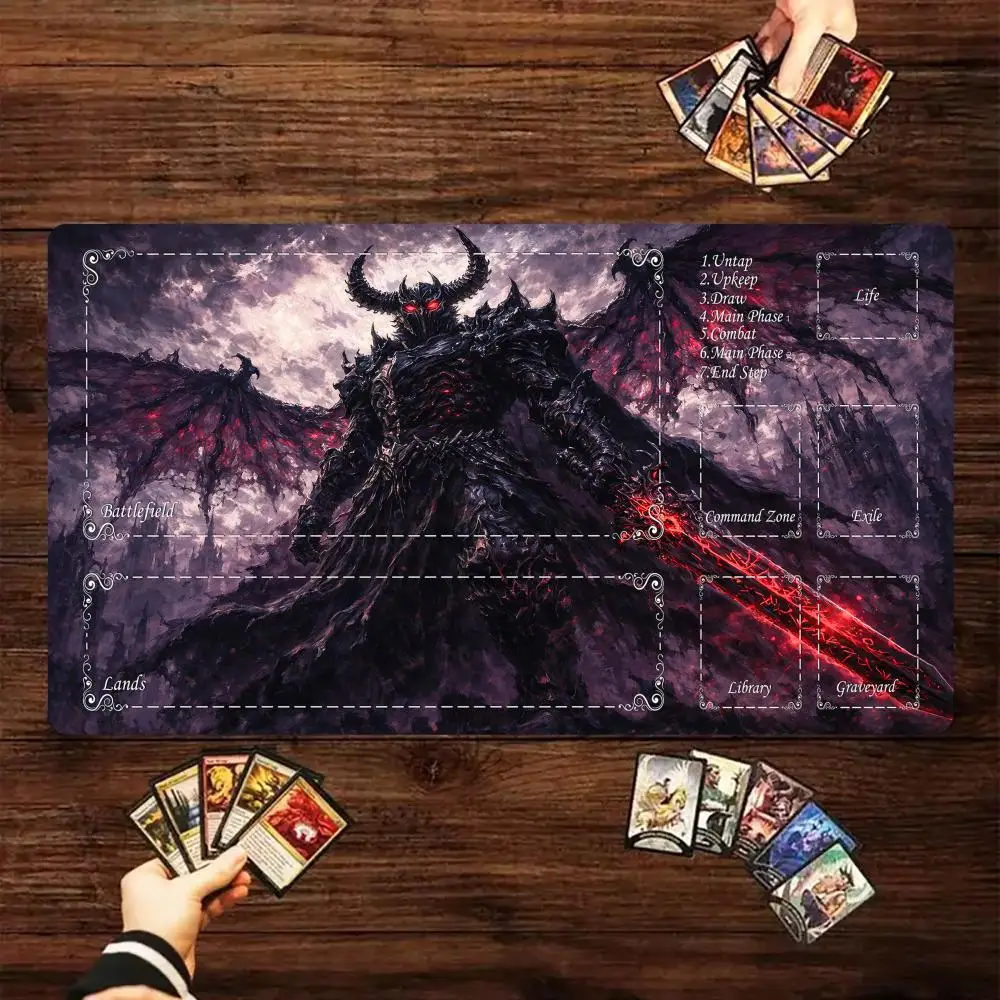 Fantasy Demon Warrior TCG Playmat Magic Card Battle Mat 35X60CM Gathering Gaming Mats Tapete Magic Mat Card Pad Extended Pad