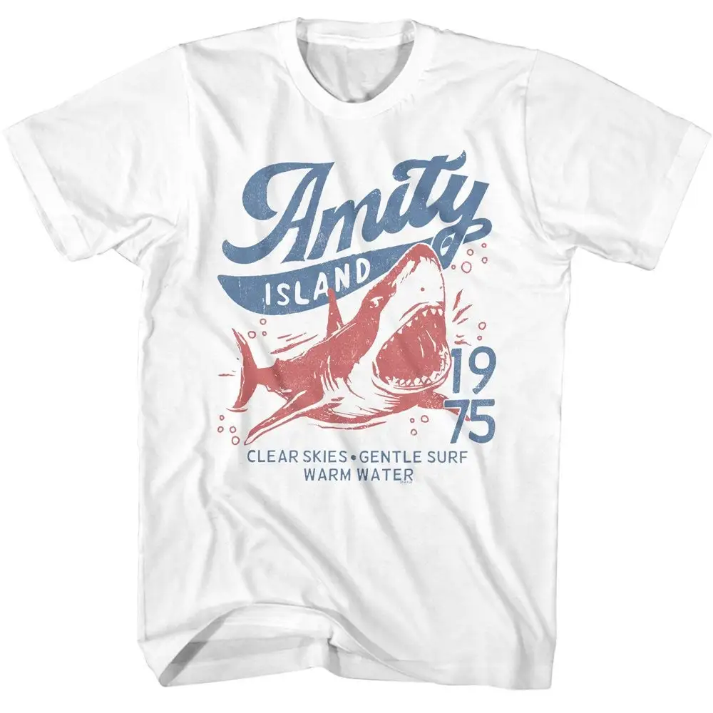 Jaws Amity Island 1975 Clear Skies Gentle Surf Warm Water White T Shirt