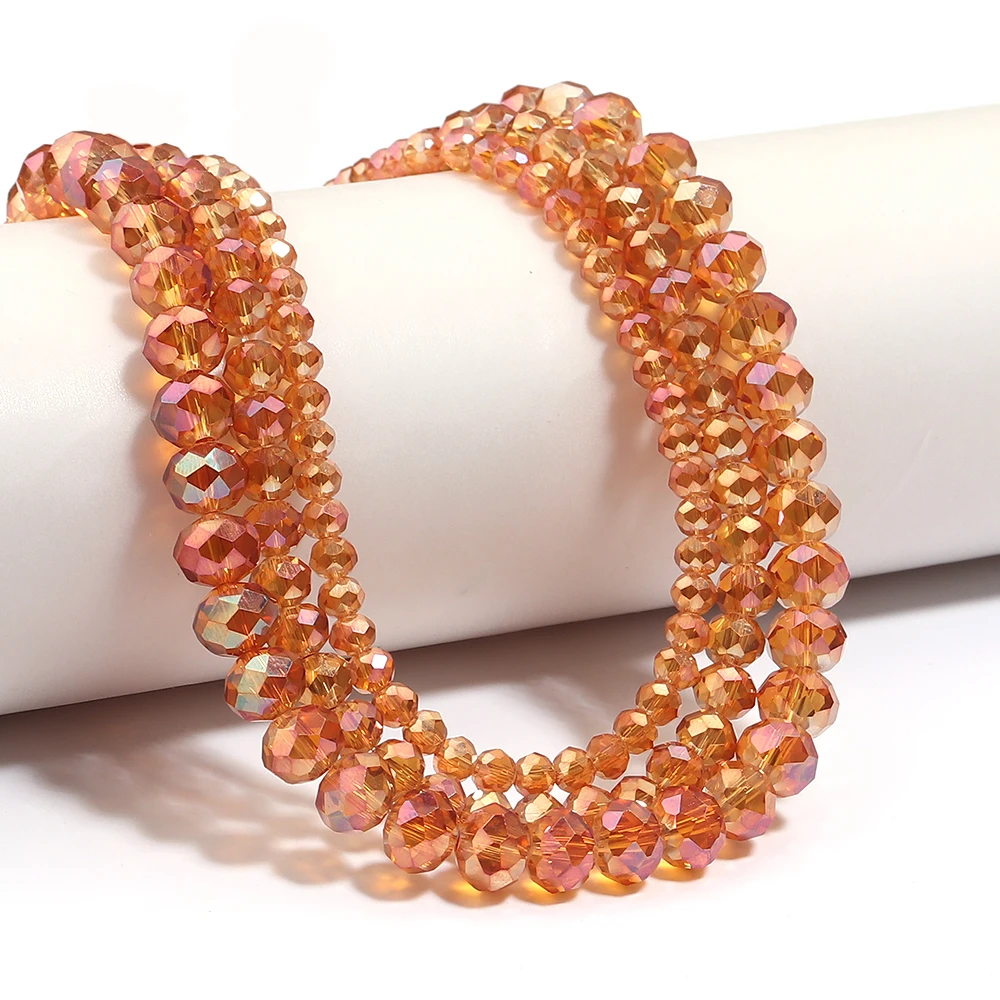 1 Strang 4/6/8 mm facettierte Kristallperlen Orange Rot Rondelle Glas lose Perlen für Schmuckherstellung DIY Armband Halskette Zubehör – Detail 7
