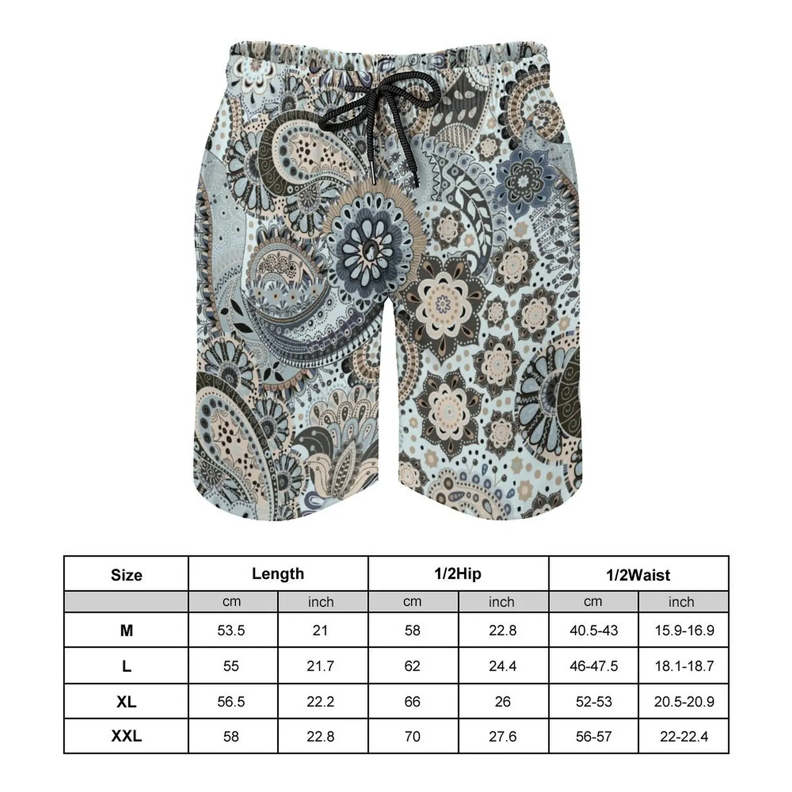 Summer Fashion Men/Women Can Wear Bizarre Style Loose Casual Abstract Illustration Printed Drawstring Strap Beach Quarter Pants