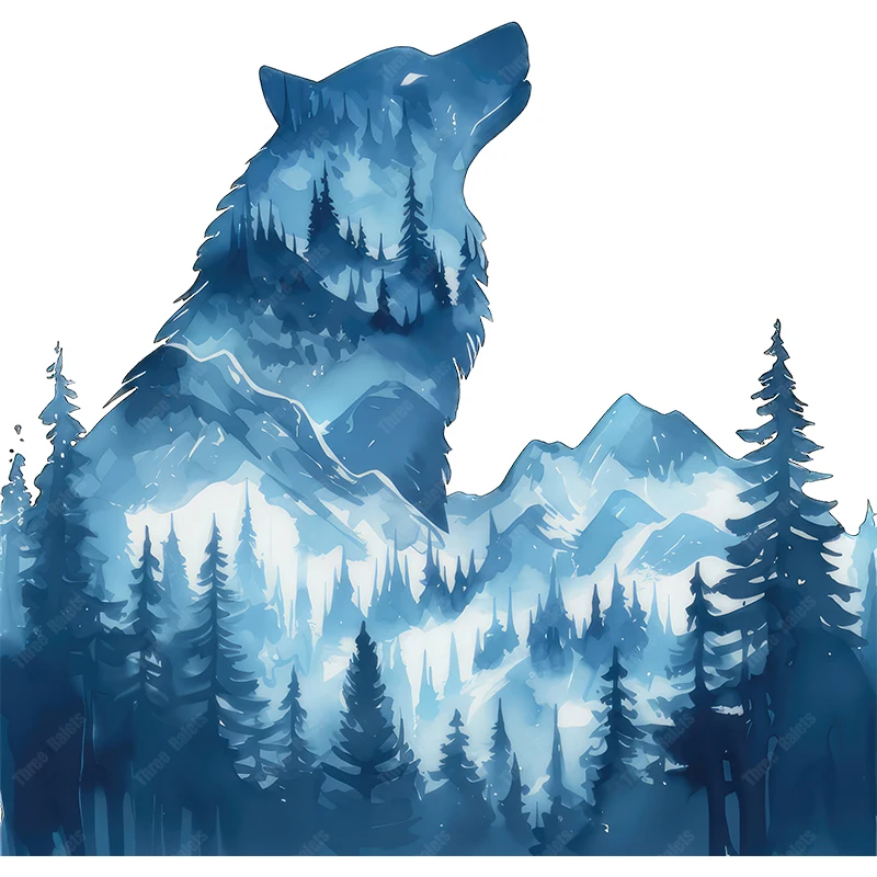 ملصقات حائط للديكور المنزلي ، ثلاث راتل ، رأس ذئب ، فن جبلي ، ملصقات حائط حيوانات #5