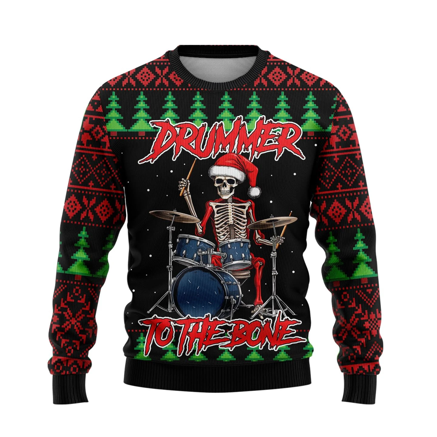 الجمجمة سانتا كلوز سترة عيد الميلاد القبيحة Harajuku موضة كول الهيكل العظمي الجرافيك بلوزات مضحك للجنسين البلوز سترة القمم