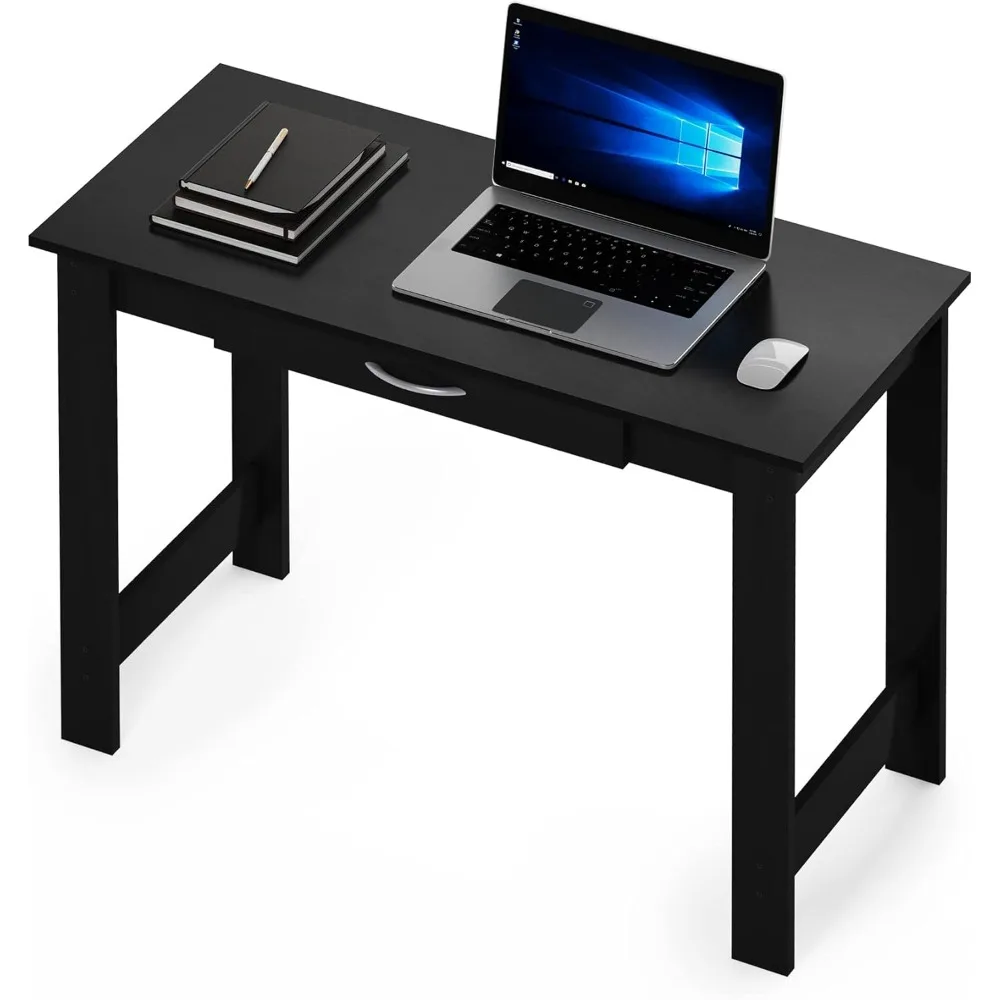 مكتب كتابة كبير مع درج، أثاث المكاتب المنزلية الحديثة لغرفة الدراسة، لمسة نهائية من الخشب الأسود #5