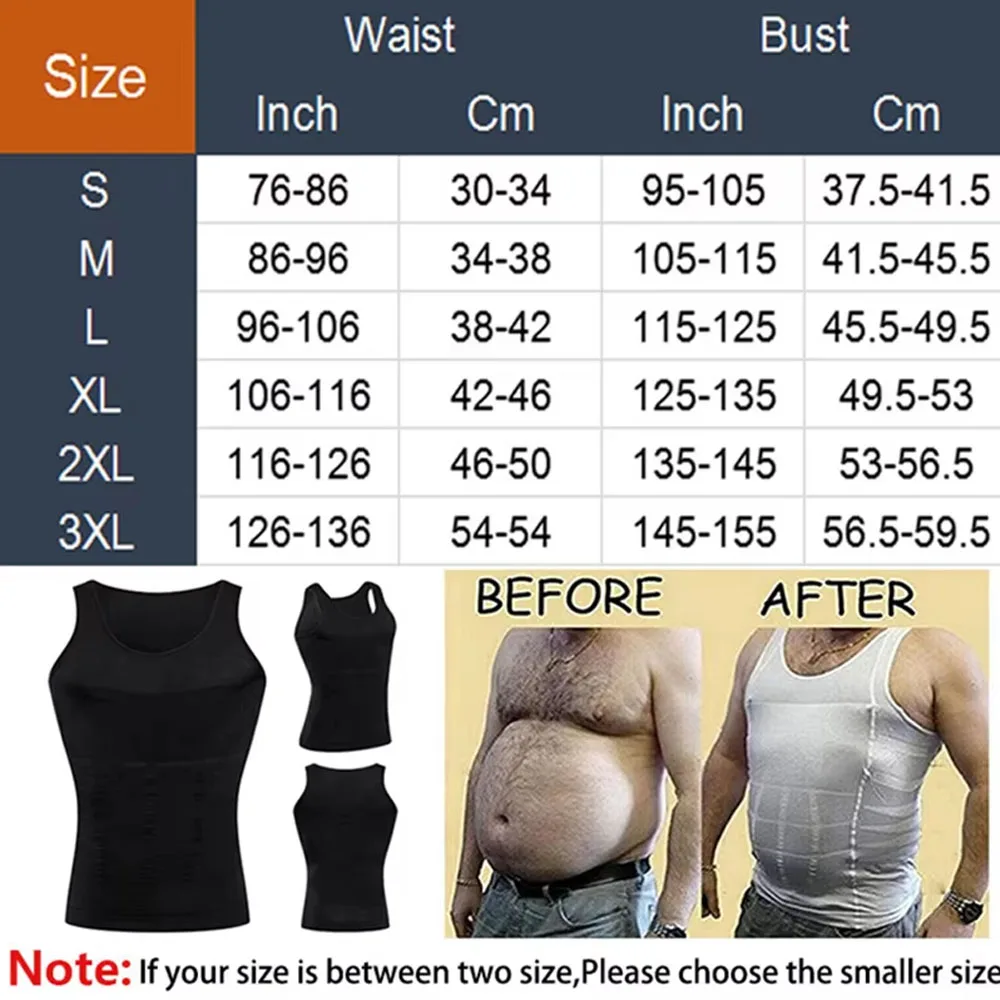 Men Compression Vest Sleeveless Shapewear Slimming Body Shaper Shirt Gym Workout Corset Tummy Control Tank Top Abs Abdomen