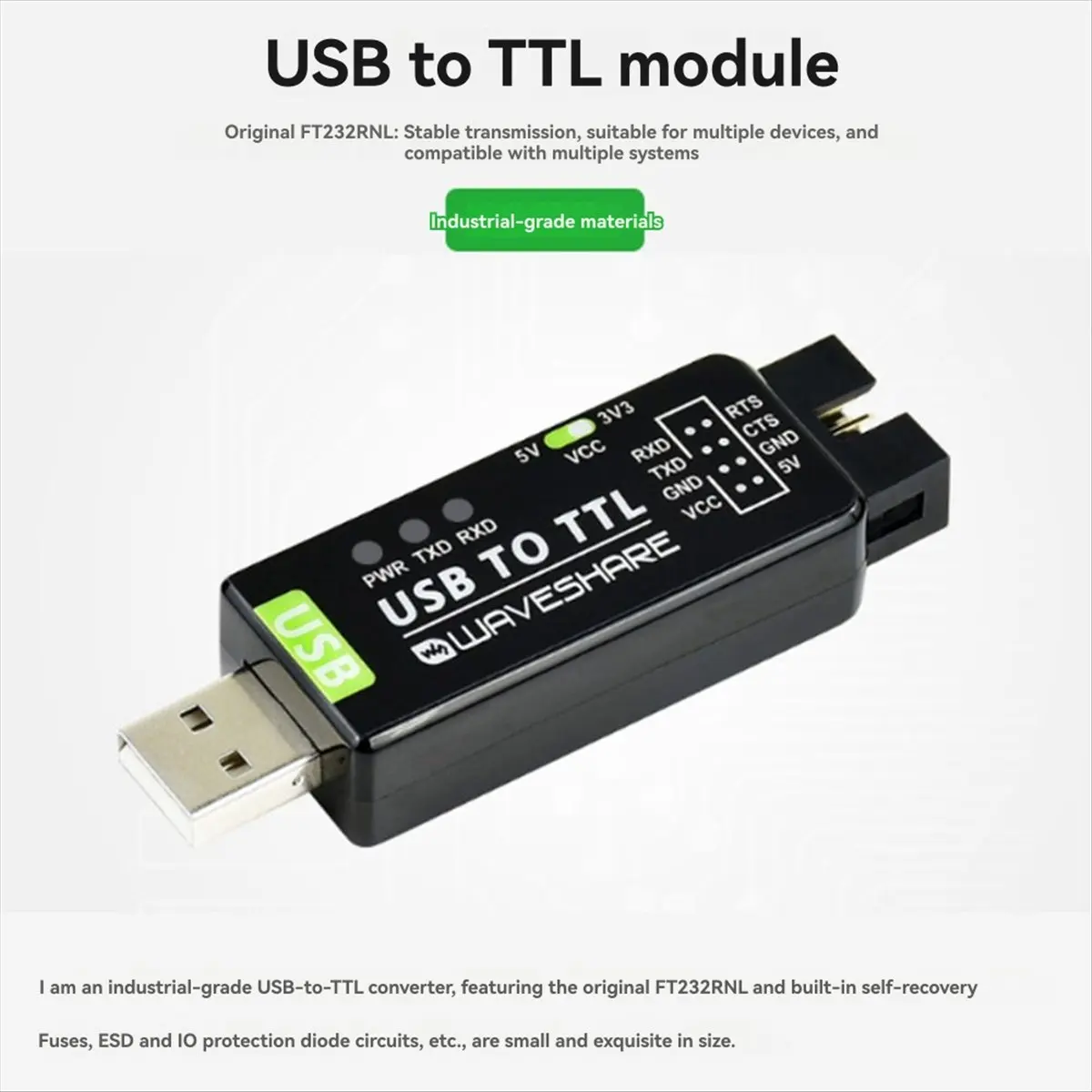 L77A  Industrial USB to Serial Adapter USB to UART Serial Adapter FT232RL Serial to USB Converter USB to TTL Adapter Module