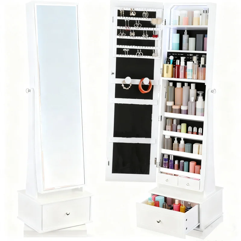 custom.Room Furniture Full Length Mirror Large Capacity Vanity Makeup Jewelry Cabinet Women