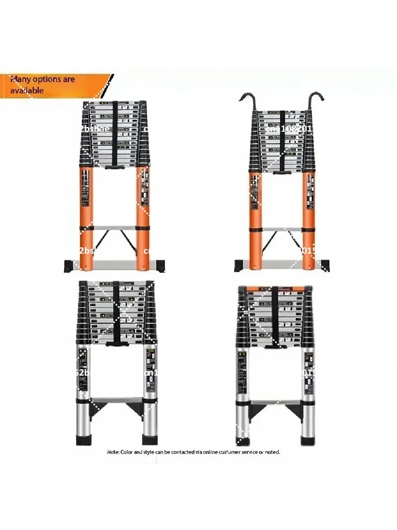 Extra Thick Telescopic Portable Ladder with Hook, Long Straight Aluminum Ladder for Lifting