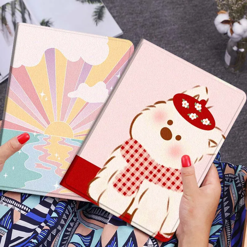 

Чехол для планшета с рисунком белого щенка и шарфом для Lenovo Xiaoxin Legion Pad Tab Pro GT Y700 Gen4 2 11 P11 M10 K10 3rd Plus Gen, подарок