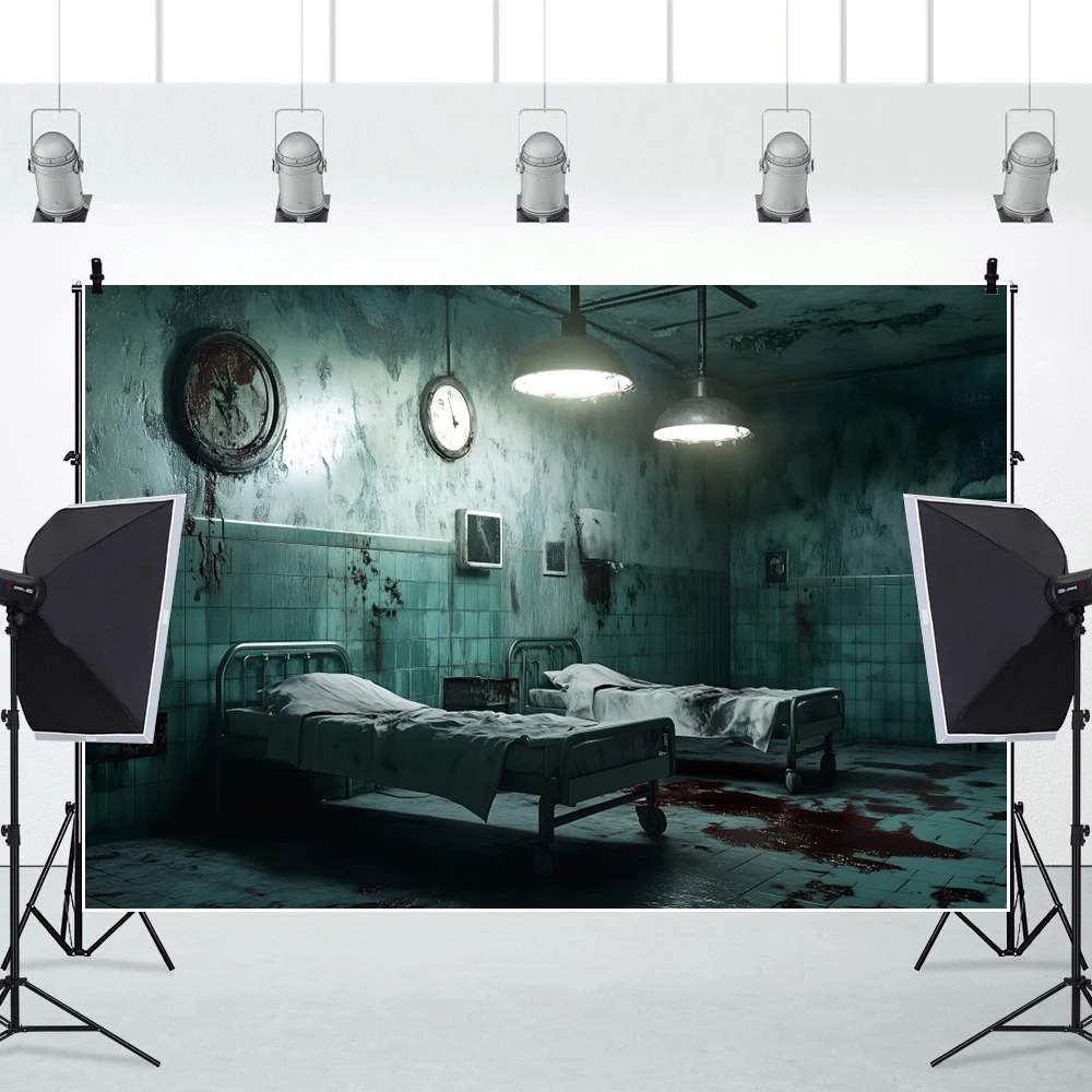 Horror Hospital Backdrop Zombie Lab Blood Ghost Abandoned Creepy Ward Haunted House Halloween Baby Shower Photography Background