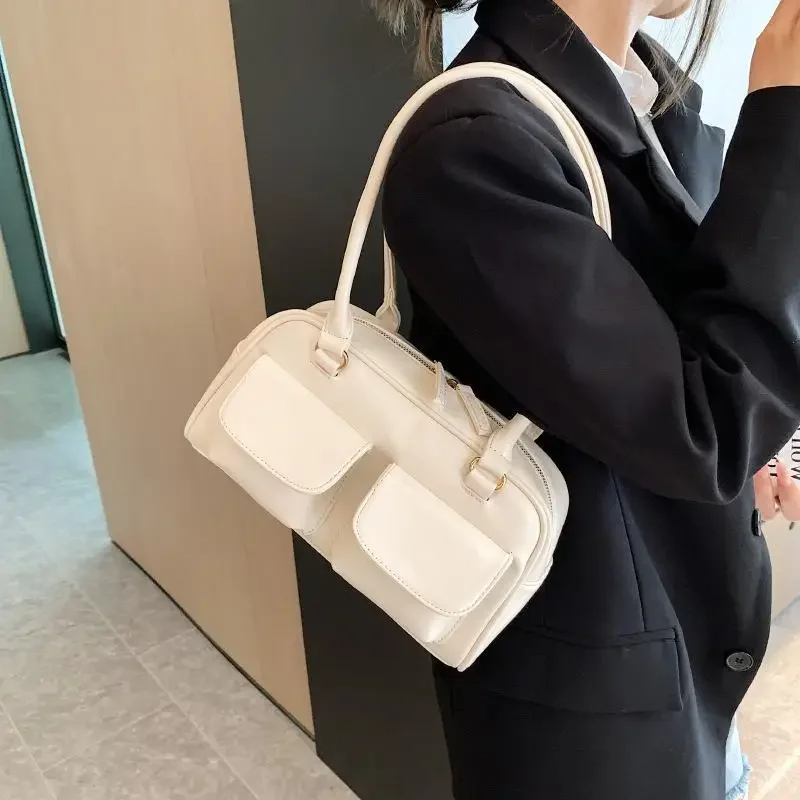 Sac à main multi-poches à fermeture éclair pour femmes, sacs rétro coréens, tendance de la rue, sac initié polyvalent, petit sac carré sous les bras