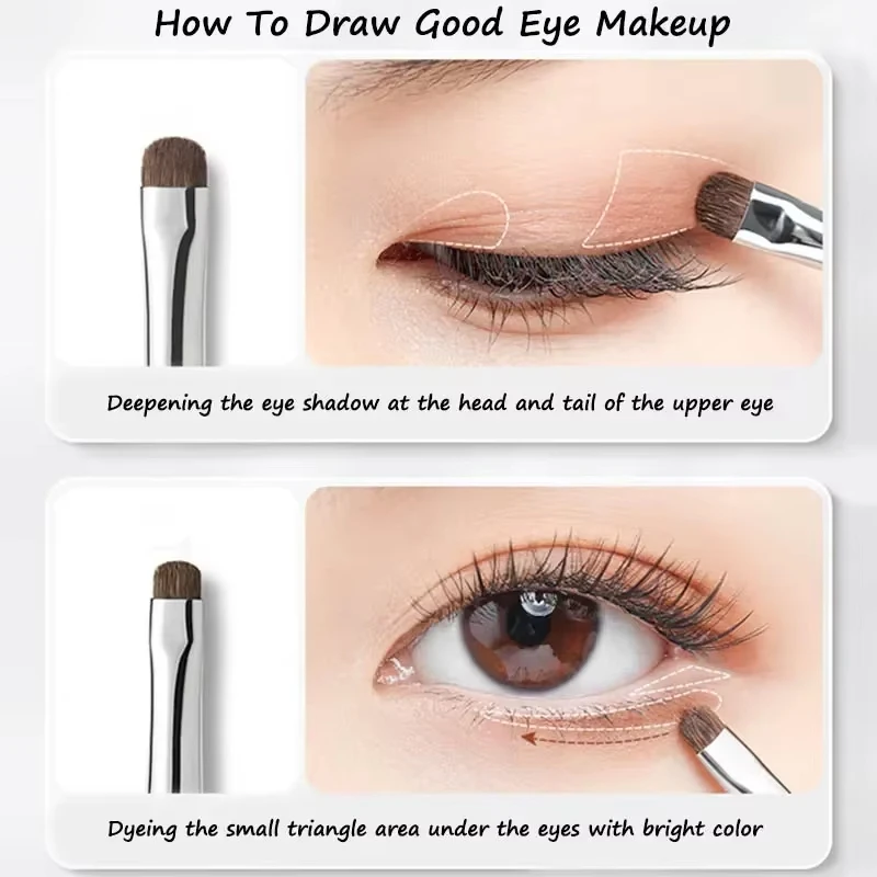 4-delige set prachtige en compacte oogschaduwborstels, gemaakt van paardenhaar, voor nauwkeurig mengen; Eyelinerkwast; Concealerkwast