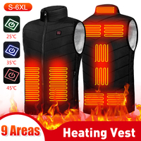 9 Areas Heated Vest Jacket Man Women Thermal Waistcoat Zipper Self Heating Vest USB Electric Heated Jacket for Outdoor Hunting